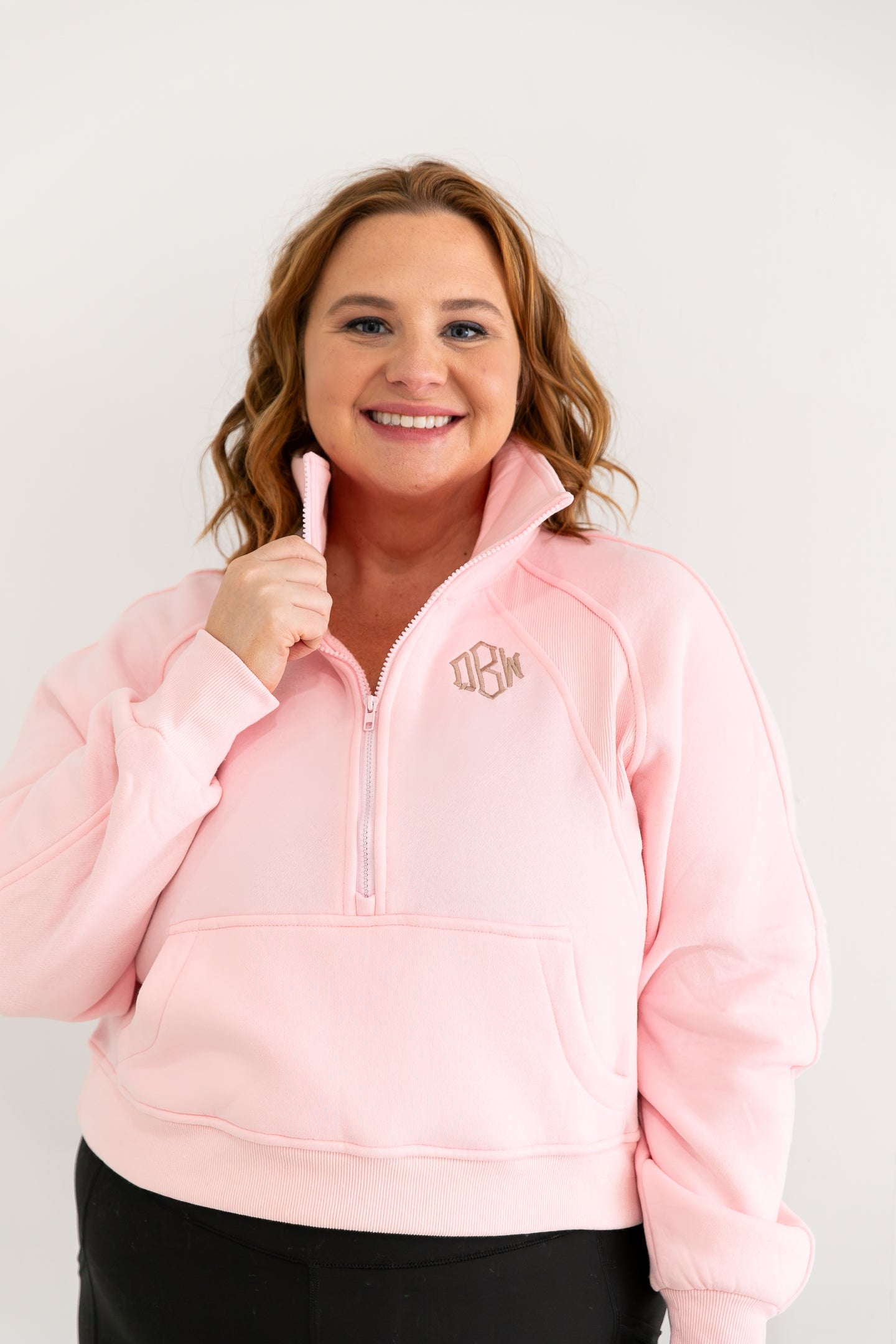 Monogrammed Funnel Neck Half Zip (Lulu Dupe)